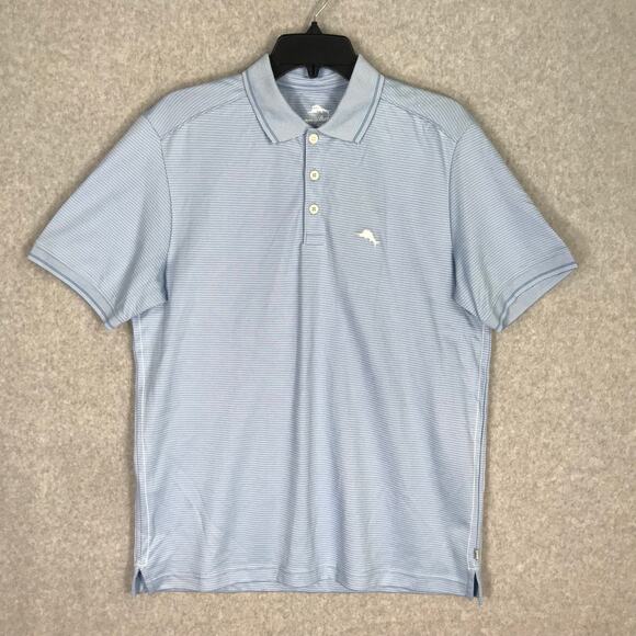 Tommy Bahama Shirt Mens Small Polo‎ Striped Performance Active Cotton Poly $110 - Picture 1 of 9